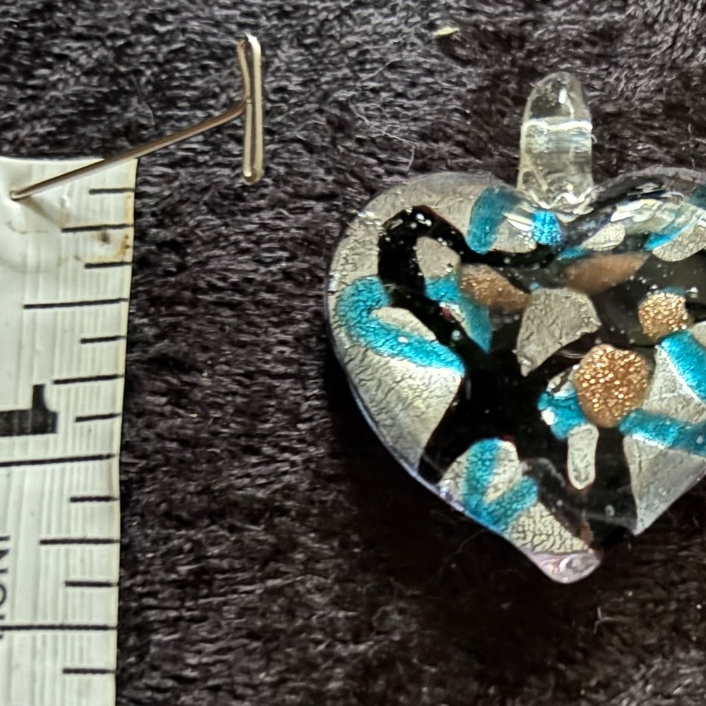 Hand Crafted Blown Glass Dichroic Heart-Shaped Glass Pendant